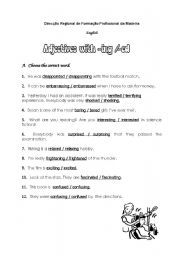 English Worksheet: Adjectives with -ing or -ed