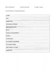 English Worksheet: self-introduction