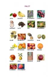 English worksheet: fruit