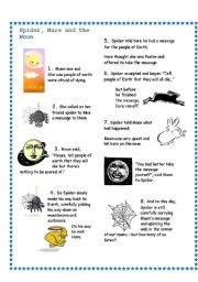 English Worksheet: Reading Comprehension: Spider, Hare and the Moon