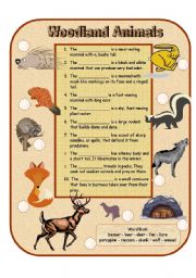 English Worksheet: Woodland Animals