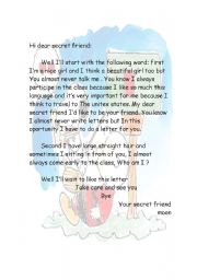 English worksheet: LETTER TO A BEST FRIEND