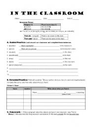 English worksheet: In the Classroom/ Classroom Objects