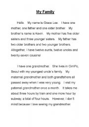 English Worksheet: My Family