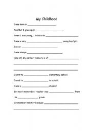 English Worksheet: Talking about my life