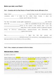 English worksheet: Simple Past X Present Perfect