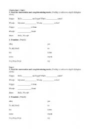 English worksheet: Chatterbox1 Unit1