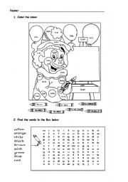 English Worksheet: Color the clown