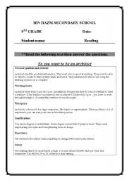 English Worksheet: reading