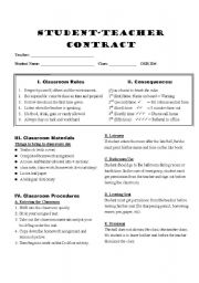 English Worksheet: Student Teacher Contract