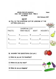 English worksheet: food