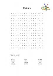 English Worksheet: Wordsearch Colours
