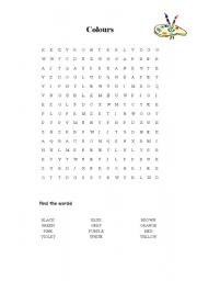 English worksheet: Wordsearch Colours