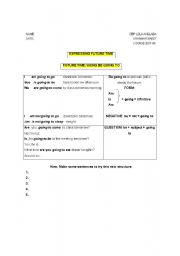 English Worksheet: going to