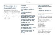 English Worksheet: Using songs - listening for specific details; can also be used for Grammar and L1 translation
