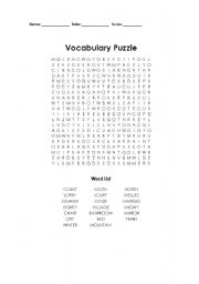English worksheet: vocabulary puzzle