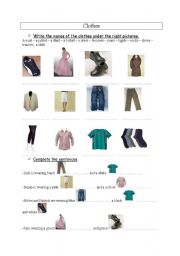 English worksheet: Clothes