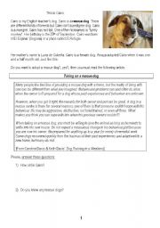 English Worksheet: Rescue Dog Reading 