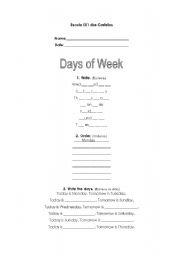 English worksheet: Days of Week