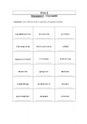 English Worksheet: Unscramble