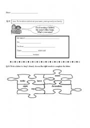 English worksheet: writing developing