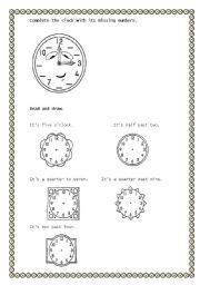 English Worksheet: Telling the time!