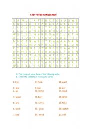 English Worksheet: Past tense crossword and regular verbs pronunciation