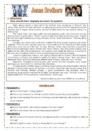 English Worksheet: Lesson - Jonas Brothers