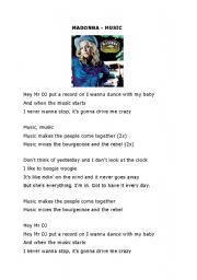 English Worksheet: Worksheet Madonnas song 