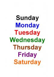 English Worksheet: Days of the week Classroom or Lesson Poster