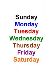 English worksheet: Days of the week Classroom or Lesson Poster