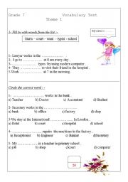 English Worksheet: orksheet fr the vocab