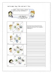 English Worksheet: Likes and dislikes