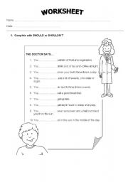 English Worksheet: Should and shouldnt 