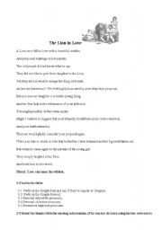 English worksheet: Discussing the Fable The Lion in Love