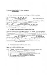 English worksheet: present simple or present continuous, present perfect