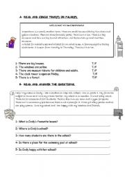 English Worksheet: reading