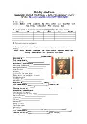 English Worksheet: Song: HOLIDAY ( Madonna)