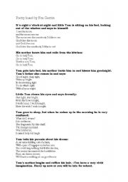 English Worksheet: Poetry board/nursery rhymes