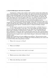 English Worksheet: Reading 