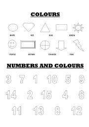 English worksheet: NUMBERS AND COLOURS