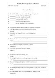 English Worksheet: concessive clauses