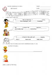 English Worksheet: practising with past simple