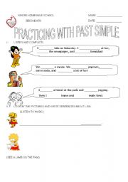 English worksheet: practising with past simple