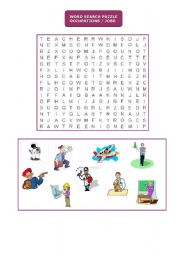 English worksheet: WORD SEARCH JOBS - OCCUPATIONS