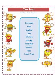 English Worksheet: JUNK FOOD AND  FREQUENCY WORDS!