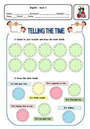 English Worksheet: TELLLING THE TIME