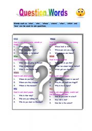 English Worksheet: Question words