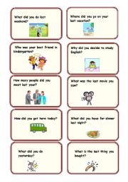 English Worksheet: Past Simple Conversation Cards