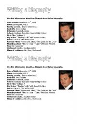 English Worksheet: Leo Dicaprios Biography